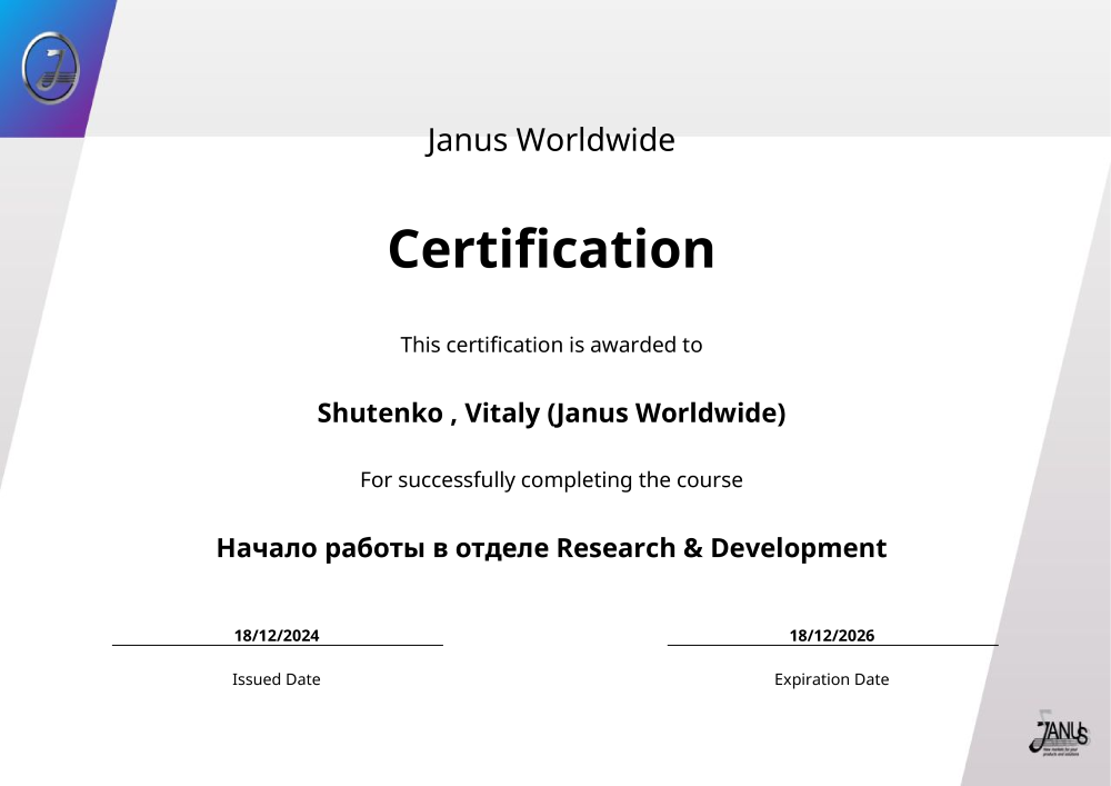 Certification Janus Worldwide
